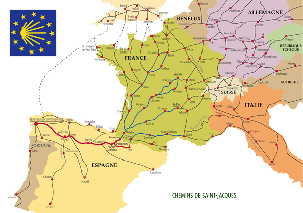 carte du chemin de Compostelle